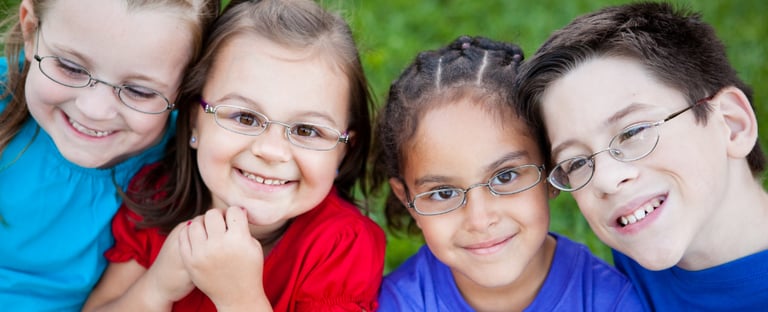 children wearing glasses