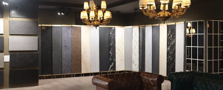 granite display at gold stone granites store in mohali