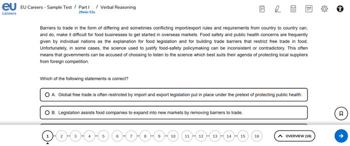 TAO EPSO Verbal screenshot