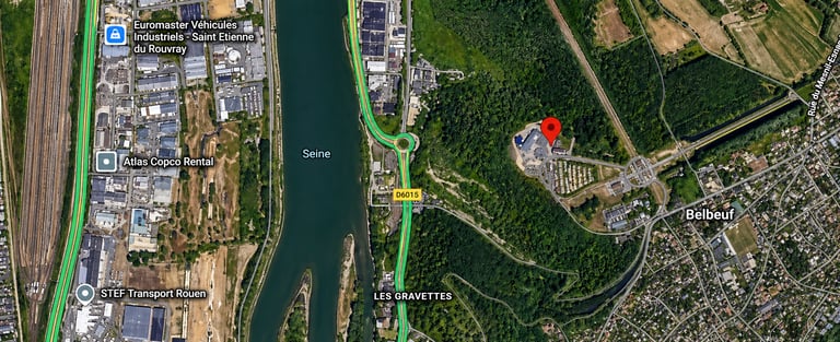 Vue satellite de l’emplacement de la résidence Canopée à Belbeuf