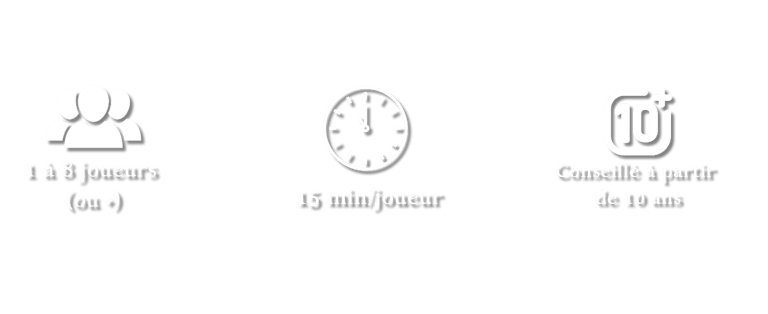 1 à 8 joueurs 15 minutes par joueur, a partir de 8 ans