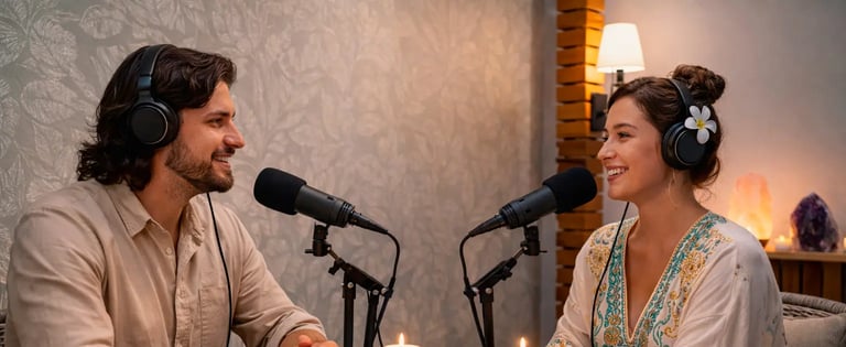 a man and woman sitting at a table with candles