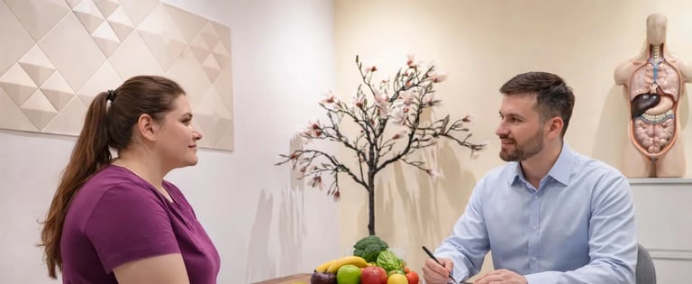 a man and woman sitting at a table