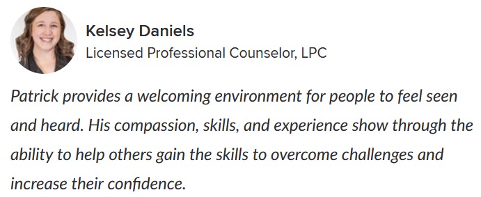 positive review for patrick muro lgtbq therapist