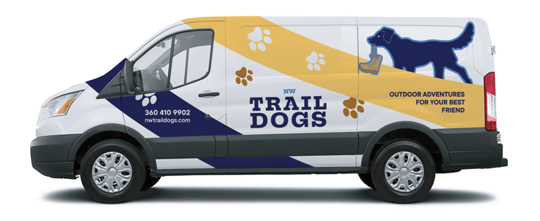 a van with a dog on the side of it