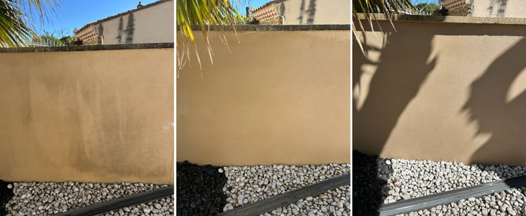 Nettoyage de mur sans haute pression avant pendant et après