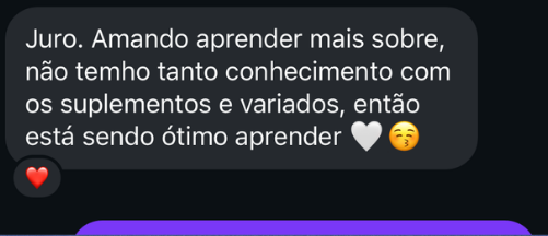Relato de seguidora sobre ganho de massa feminino