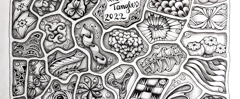 traditional zentangle art on sketchbook page