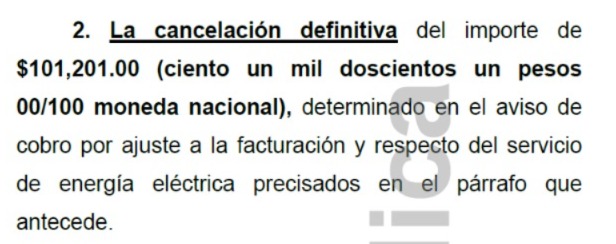Imagen de un texto acerca de la cancelación de una deuda