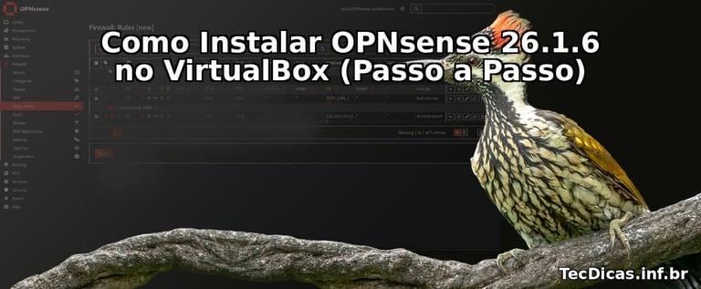 Tutorial passo a passo de como instalar e configurar o firewall OPNsense 26.1.6 no VirtualBox