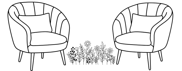 Due poltrone con al centro dei fiori, simbolo di ciò che di buono viene dalla psicoterapia