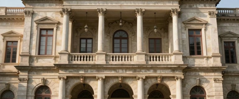 Détail architectural en pierre de taille suisse sous une lumière diffuse d'automne, lignes géométriques épurées, texture minérale grise.