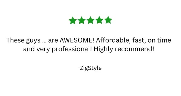 5 star reviews from customer