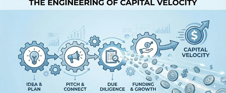 Fundraising process and capital velocity infographic.
