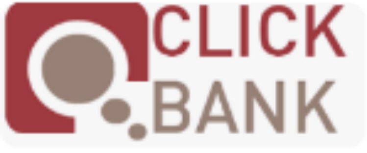 a click click bank logo with a magnif