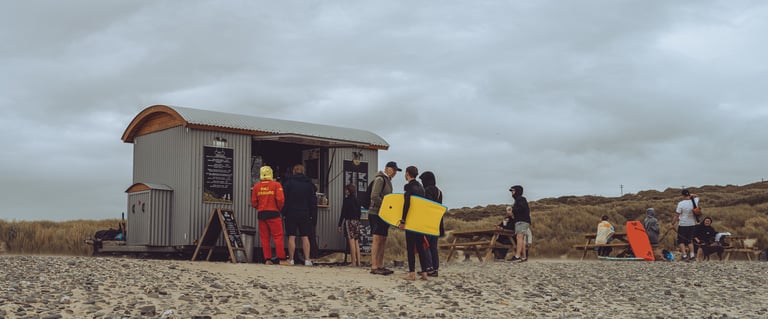 Godrevy beach coffee queue