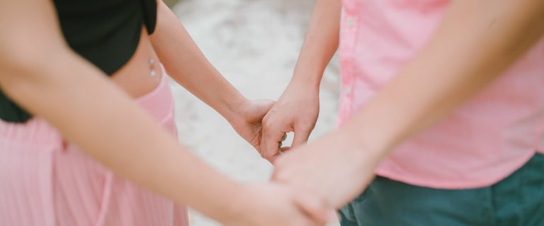 Close up of couple holding hands during an intimate session in Serangan Benoa Bali.