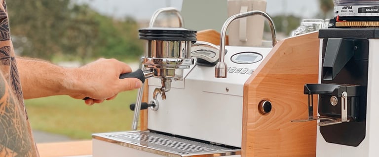 Behind the scene's of break coffee carts set up