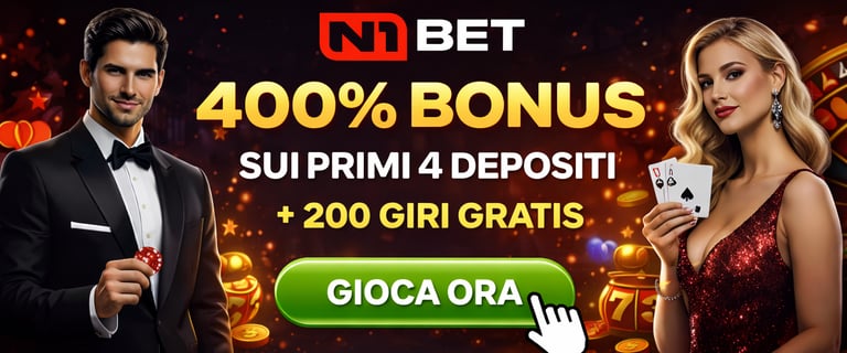 n1 bet 400% bonus + 200 giri