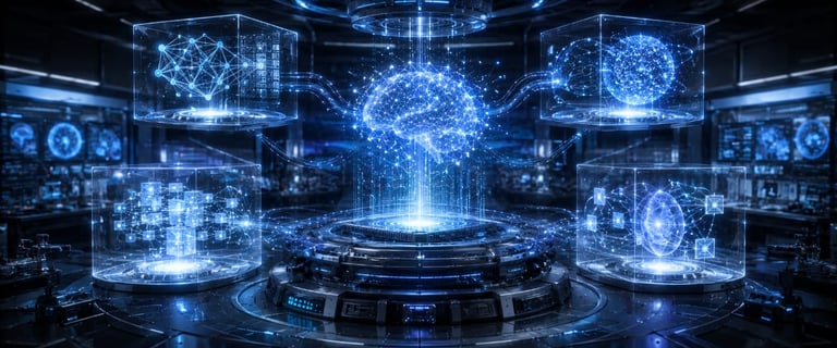 Core technologies behind Generative AI, including Transformer architecture, Large Language Models, D