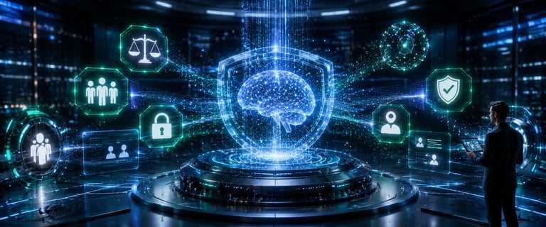 Responsible Generative AI with privacy protection, cybersecurity, transparency, ethical AI, and huma