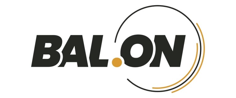 BAL.ON logo with bold black text and an orange dot inside the "O," encircled by a black and orange curved line for motion