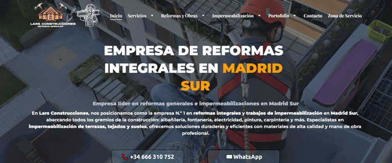 Ejemplo página web para empresa de reformas - diseño web Madrid