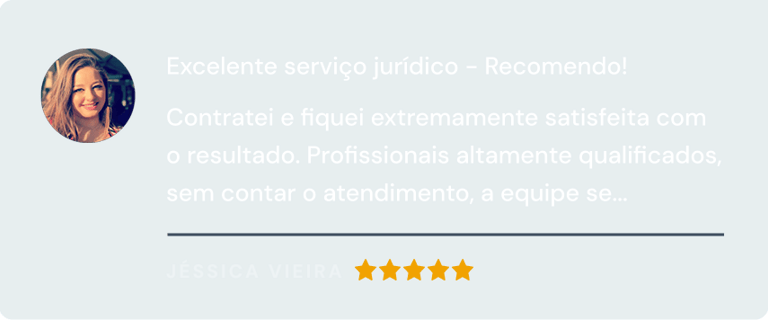 Depoimento de cliente: Excelente serviço jurídico - Recomendo! Contratei e fiquei satisfeita...