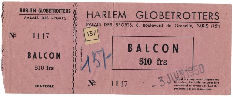 Rare Early Harlem Globetrotters Spanish Game Ticket 1950