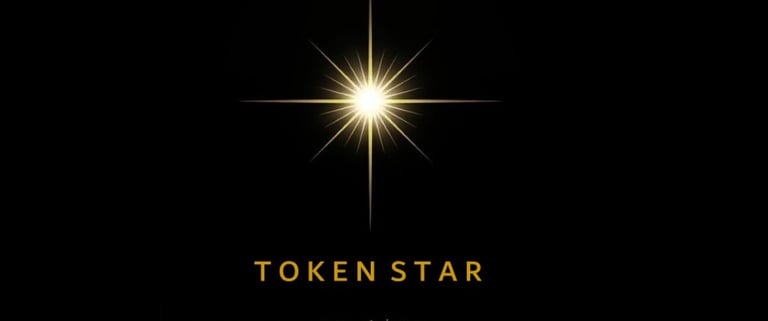 a star in the dark with a bright light shining down on the side of the