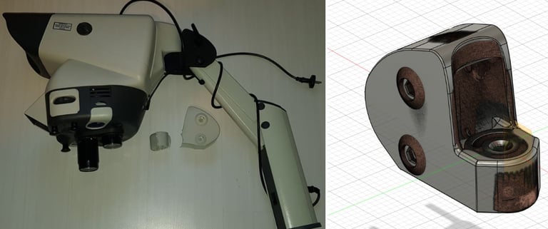 Réparation du bras articulé d'un microscope