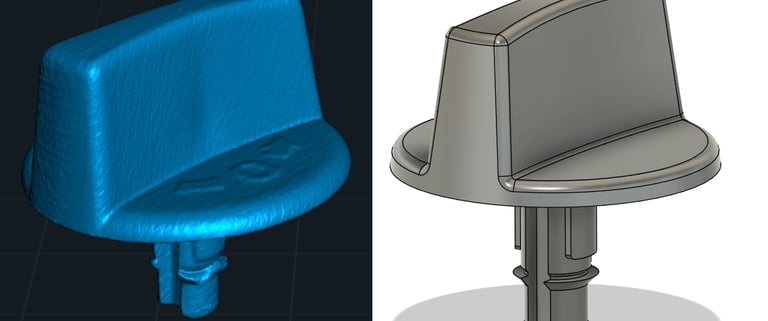 Scan & reconstruction CAO d'un loquet de coffre de voiture