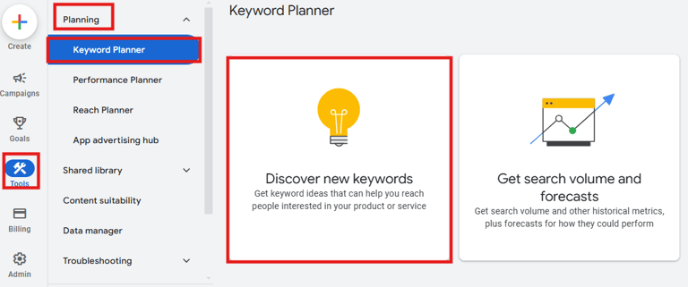 Keyword planner Google Ads