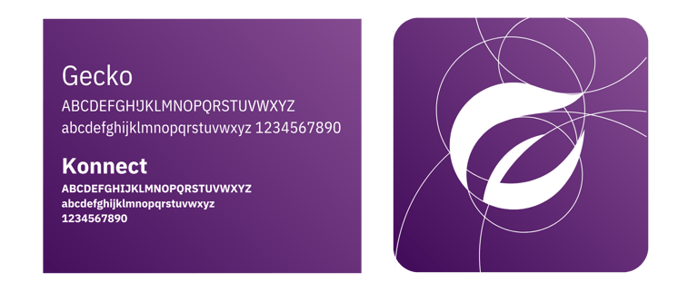 Un guide de branding violet montrant la typographie d'un logo de paysagiste.