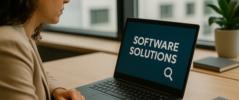 IT professional analysing supplier options on a laptop screen