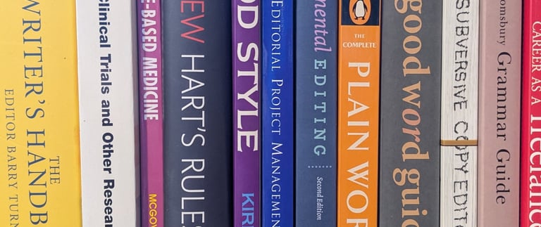 Editorial books on a shelf