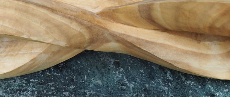 'Infinity Mobius' - abstract sculpture in tulip wood. by Sarah Liptrot