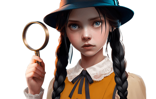 Gwen Black detective artwork used on the Simfio Games contact page