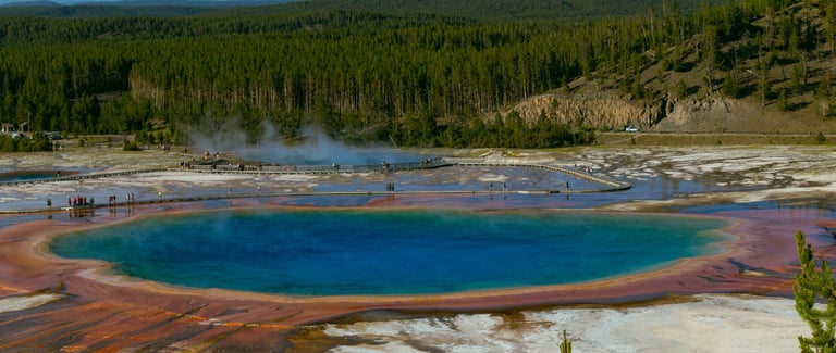 Grand Prismatic Springs overlook at Yellowstone National Park in Wyoming