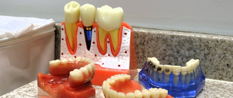 a toothbrush and dental care products on a counter