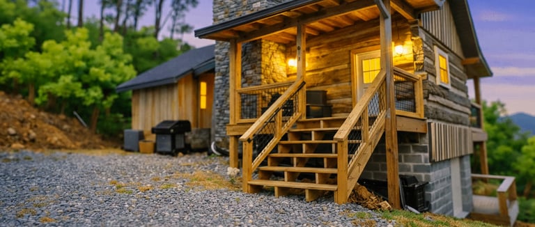 Secluded Gatlinburg cabin with a private outdoor hot tub and mountain views, ideal for romantic getaways