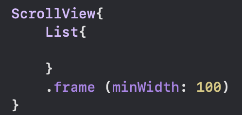 Snippet ScrollView containing a List