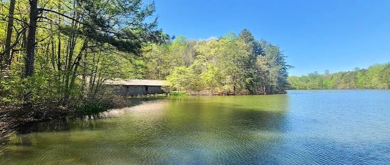 Huntsville, AL - View of the lake & covered bridge at Madison Co. Nature Trail