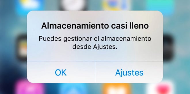 mensaje de almacenamiento casi lleno en telefono
