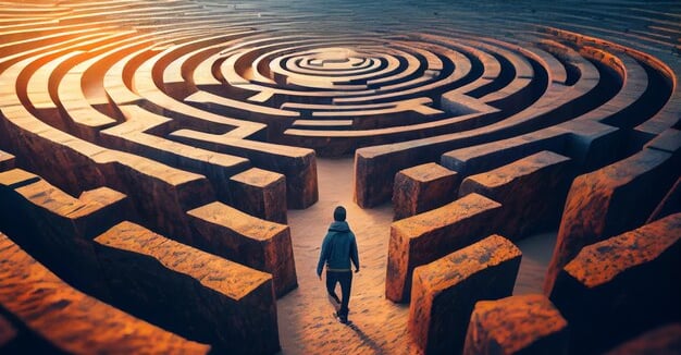 Perdido em um labirinto de pensamentos