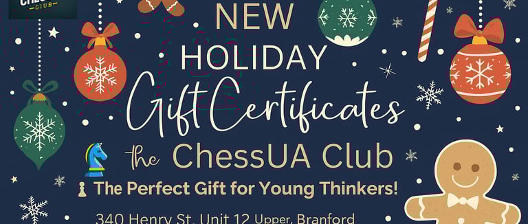 Christmas Gift Cards at ChessUA Club Brantford