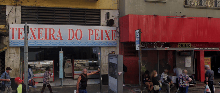 Faixada da loja teixeira do peixe no centro de BH