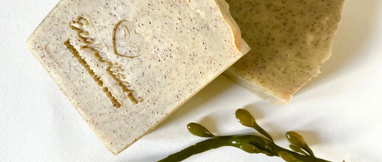 natural hand made in Scotland soap bars with sea kelp powder