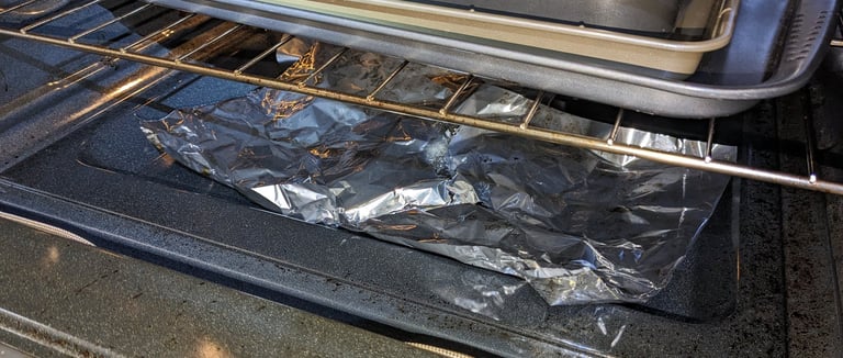 Aluminum folio in a stove