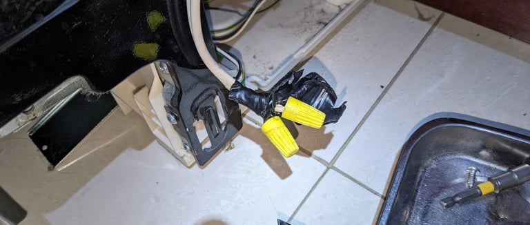 cable connected with a cap and taped 